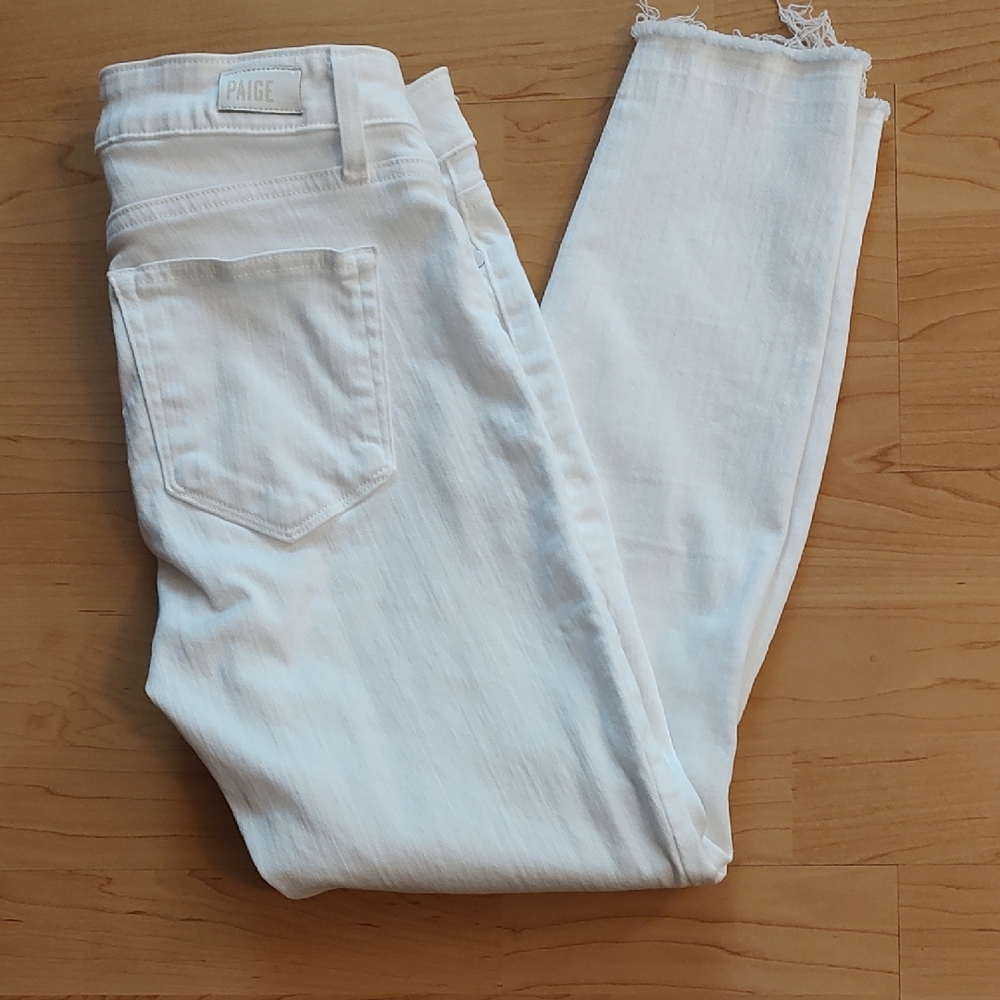 PAIGE White Skinny Jeans with Tapered Leg